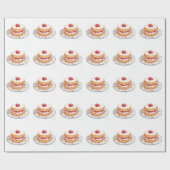 Vintage Erdbeerkuchen Geschenkpapier (Flach)