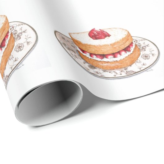 Vintage Erdbeerkuchen Geschenkpapier (Rolleneckpunkt)