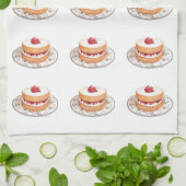 Vintage Erdbeerkuchen Geschirrtuch (Gefaltet)