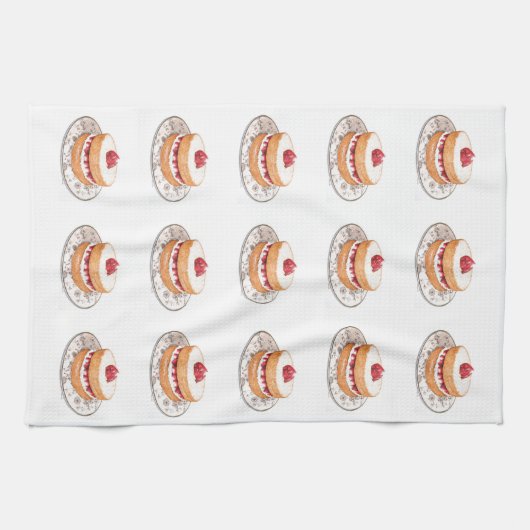 Vintage Erdbeerkuchen Geschirrtuch (Horizontal)