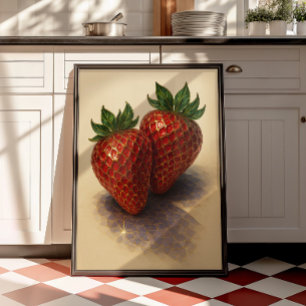 Vintage-Erdbeerkunst Botanische Kunst Poster