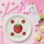Vintage Erdbeerkunst Name personalisiert Pappteller (Party)