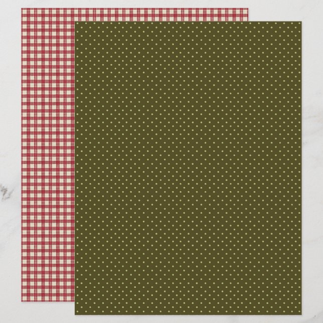 Vintage-Erdbeerpunkte Scrapbook-Papier (Vorne/Hinten)