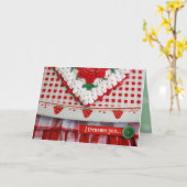 Vintage Erdbeersegnung - "Ich schätze dich! Karte (Gelbe Blume)