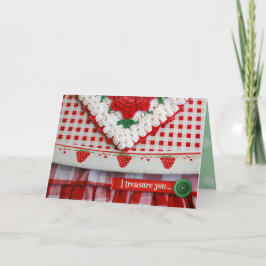 Vintage Erdbeersegnung - "Ich schätze dich! Karte