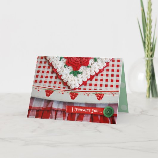 Vintage Erdbeersegnung - "Ich schätze dich! Karte (Vorderseite)