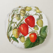 Vintage Erdbeerzweigung Rundes Kissen (Rückseite)