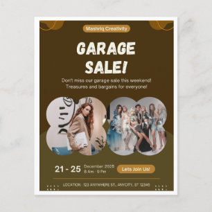 Vintage-Erdfarbener-Garagenverkaufs- und Boutique- Flyer