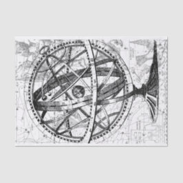 Vintage Erdkugel Retrokarte Schwarz-weiß Seidenpapier