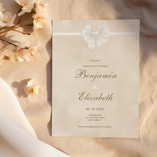 Vintage, erdneutrale Bogen-Hochzeit Einladung