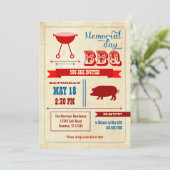 Vintage Erinnerungstag-GRILLEN Einladung (Stehend Vorderseite)