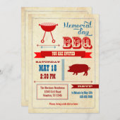 Vintage Erinnerungstag-GRILLEN Einladung (Vorne/Hinten)