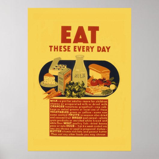 Vintage Ernährungsschule der 40er Jahre Poster (Vorne)