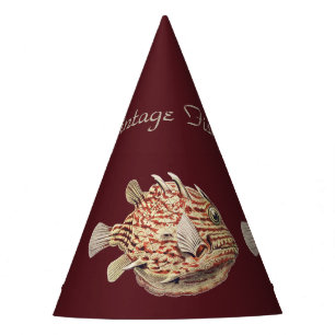 Vintage Ernst Haeckel Nautical Rote Kofferfisch Ku Partyhütchen