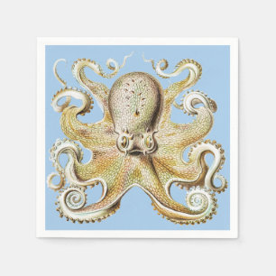 Vintage Ernst Haeckel Oktopus Nautilus Meerestiere Serviette