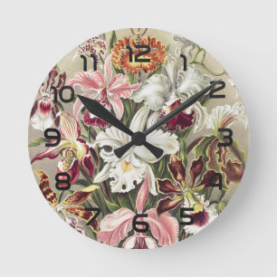 Vintage Ernst Haeckel Orchideen Botanischer Druck Runde Wanduhr