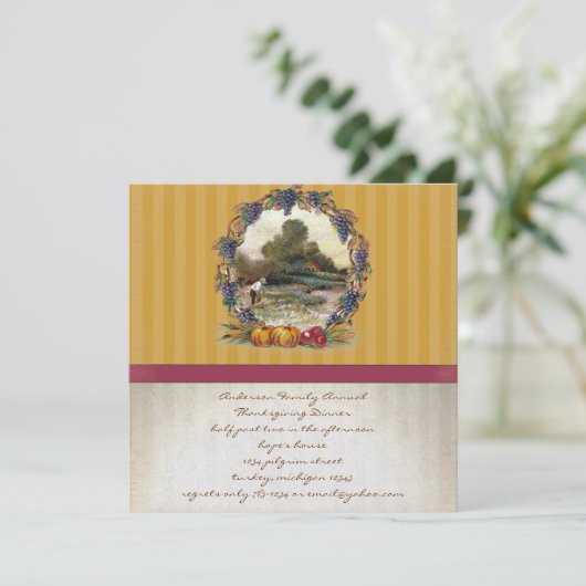 Vintage Ernte Erntedank Dinner Einladungen (Stehend Vorderseite)