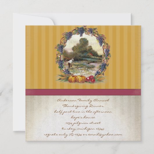 Vintage Ernte Erntedank Dinner Einladungen (Vorderseite)
