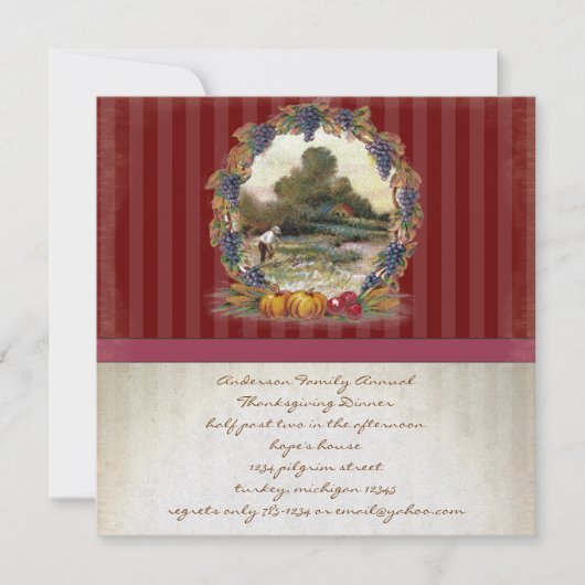 Vintage Ernte Erntedank Dinner Einladungen (Vorderseite)