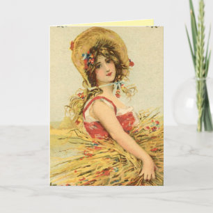 Vintage-Ernte-Frauen-Grußkarte Karte