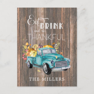 Vintage Ernte-LKW Thanksgiving Postkarte