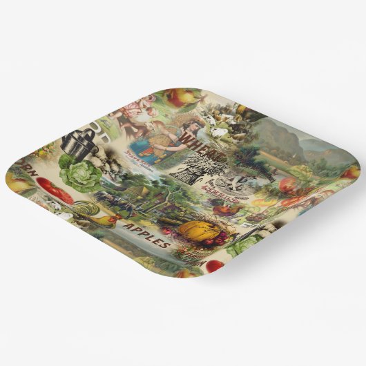 Vintage Ernte Pappteller (Gewinkelt)