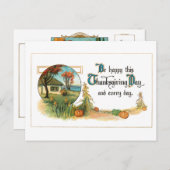 Vintage Ernte und Erntedank Gruß Feiertagspostkarte (Vorne/Hinten)