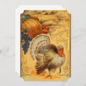 Vintage Ernte und Türkei Erntedank Dinner Einladung (Vorne/Hinten)