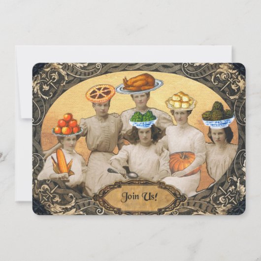 Vintage Erntedank-Einladung Einladung (Vorderseite)