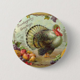 Vintage-Erntedank-Gruß-Rundbutton Button
