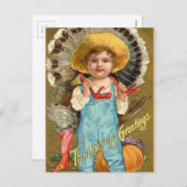 Vintage Erntedank-Grüße Feiertagspostkarte (Vorne/Hinten)