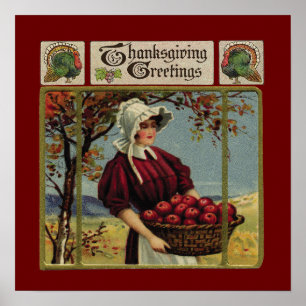 Vintage Erntedank-Grüße Poster
