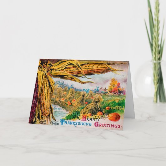 Vintage Erntedank-Karte Feiertagskarte (Vorderseite)