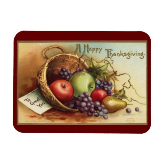 Vintage-Erntedank-Korb mit Früchten Magnet (Horizontal)