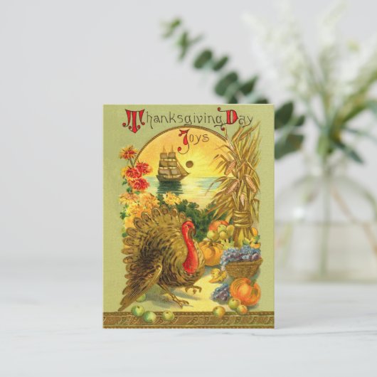 Vintage Erntedank-Tagespostkarte Feiertagspostkarte (Stehend Vorderseite)