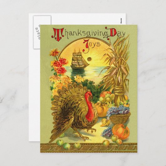 Vintage Erntedank-Tagespostkarte Feiertagspostkarte (Vorne/Hinten)