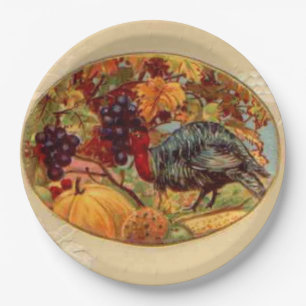 Vintage Erntedank-Truthahn-Ferienpapierplatte Pappteller