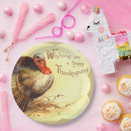 Vintage Erntedank-Truthahn-Ferienpapierplatte Pappteller (Party)