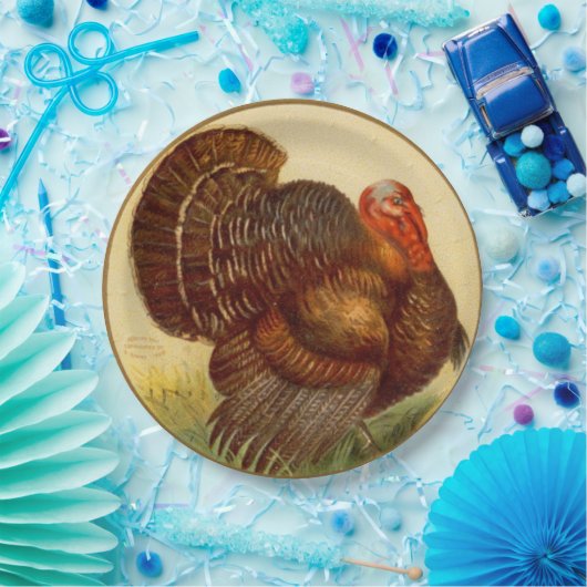 Vintage Erntedank-Truthahn-Ferienpapierplatte Pappteller (Party)