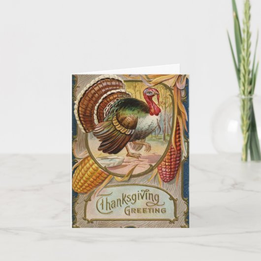 Vintage Erntedank Türkei Feiertagskarte (Vorderseite)