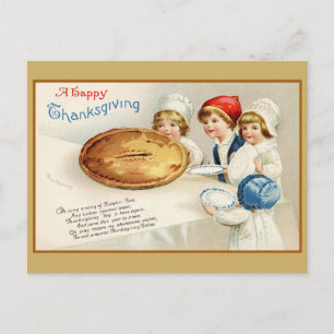Vintage-Erntedankfest Lustiges Pie-Gedicht Postkarte