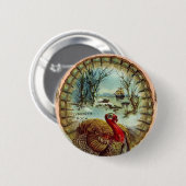 Vintage Erntedankfest Truthahn-Rundbutton Button (Vorne & Hinten)