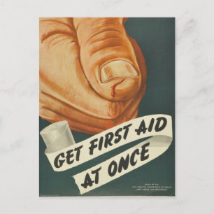Vintage Erste Hilfe sofort leisten Postkarte