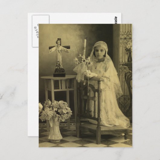 Vintage Erste Kommunion Postkarte (Vorne/Hinten)