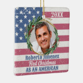 Vintage erste Weihnachtsfeier US-Bürger-Flagge Keramikornament (Rechts)