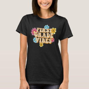 Vintage Erster-Klasse-Vibes-Blume Zurück zur Schul T-Shirt