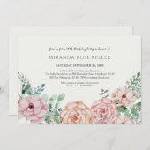 Vintage erwachsene Geburtstags-mit Blumeneinladung Einladung (Vorne/Hinten)