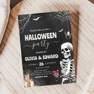 Vintage-Erwachsener-Gotik-Schädel-Halloween-Party Einladung