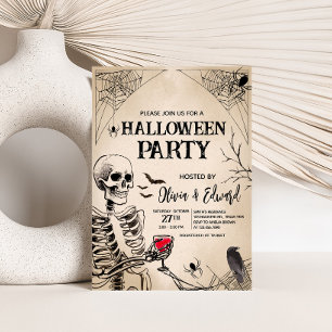 Vintage-Erwachsener-Totenkopf-Halloween-Party-Einl Einladung