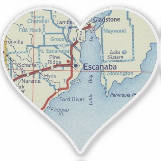 Vintage Escanaba MI Aufkleber (Vorderseite)